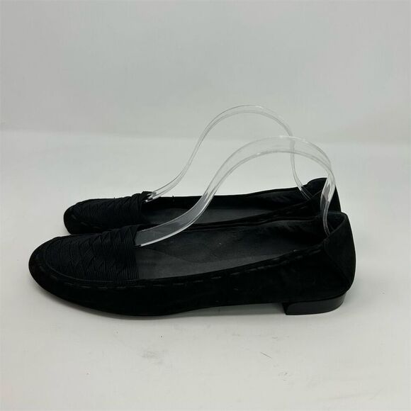 Stuart Weitzman Women's Black Woven Slip-On Loafers Size 9.5 SS (Super Slim) - Picture 6 of 12